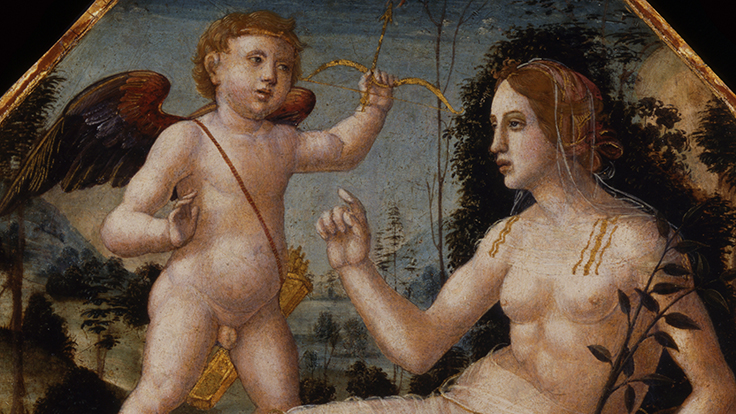 Girolamo di Benvenuto, Venus with Cupid, about 1500